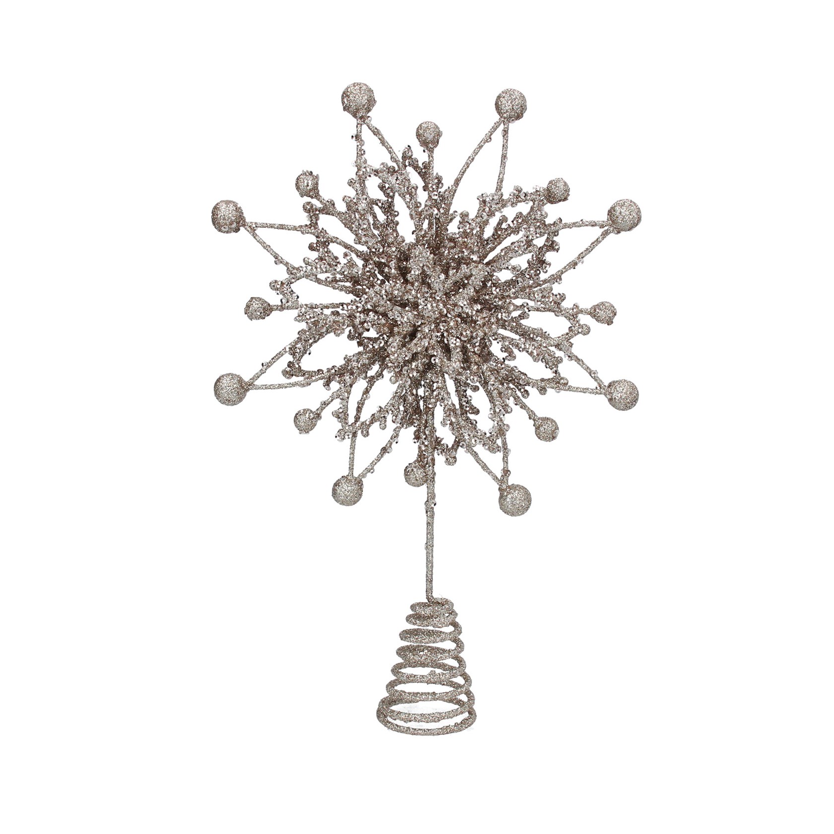 Pale gold wire snowflake Christmas tree topper. By Gisela Graham. The perfect festive addition to your home.
